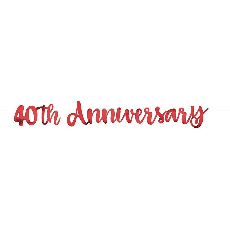 Unique Party Script 40th Anniversary Banner - Red - One Size