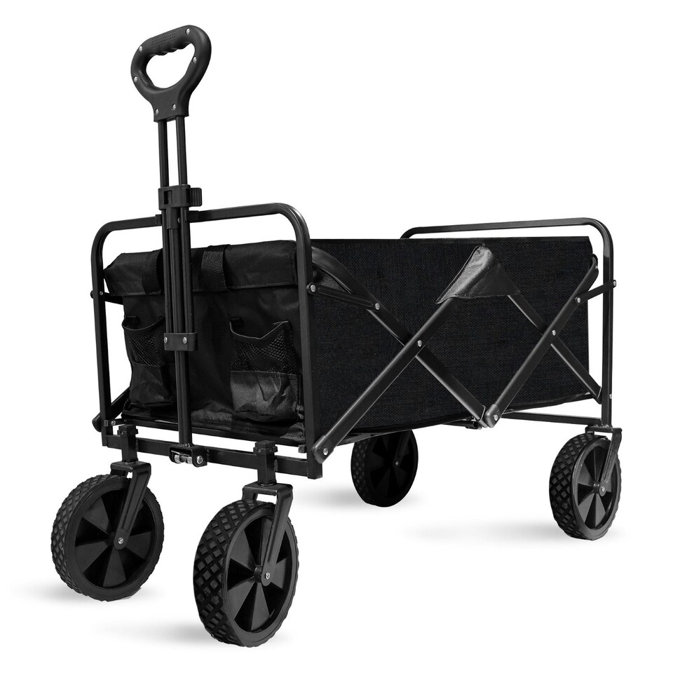 image 1 of Alivio Black Heavy Duty Folding Wagon Cart With Adjustable Handle