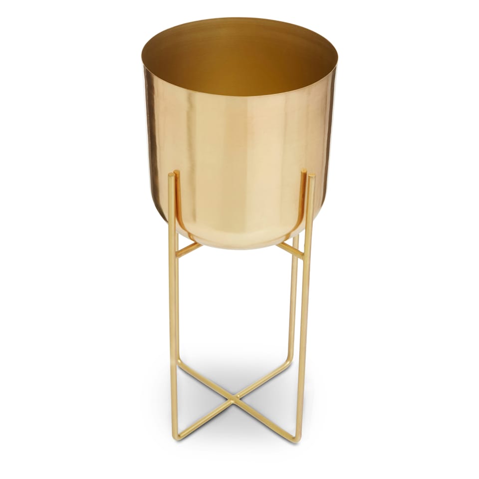 image 1 of Aliza Large Floor Standing Planter Gold