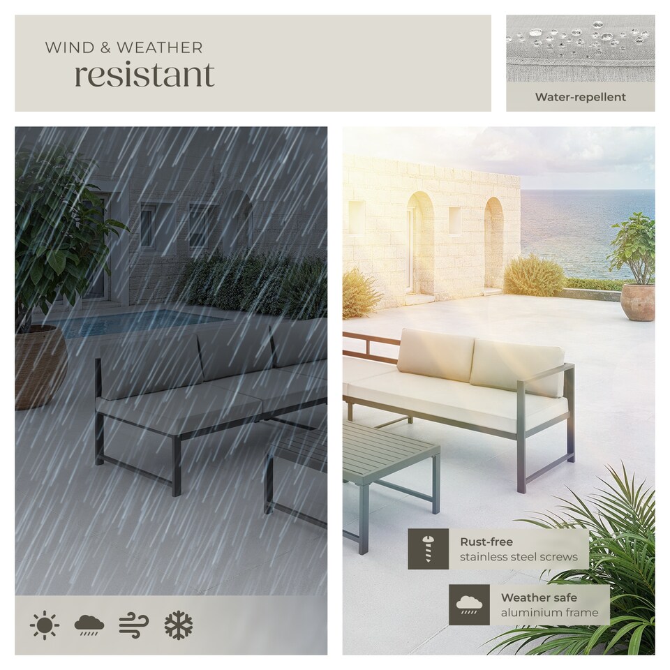 image 1 of Garden Lounge Set Faro Corner Sofa Outdoor Aluminium