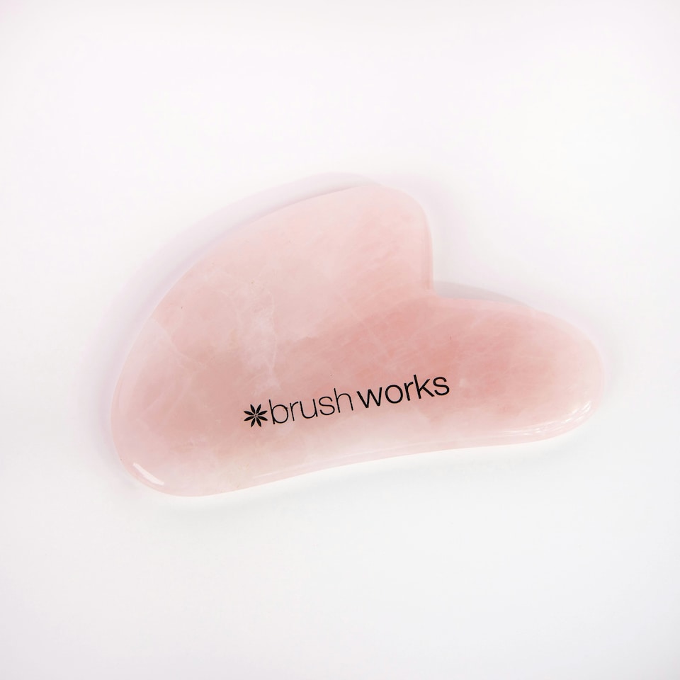 image 1 of Brushworks Rose Quartz Roller and Gua Sha Set
