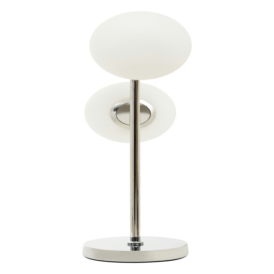 image 1 of Interiors by Premier White Glass With Chrome Table Lamp Silver
