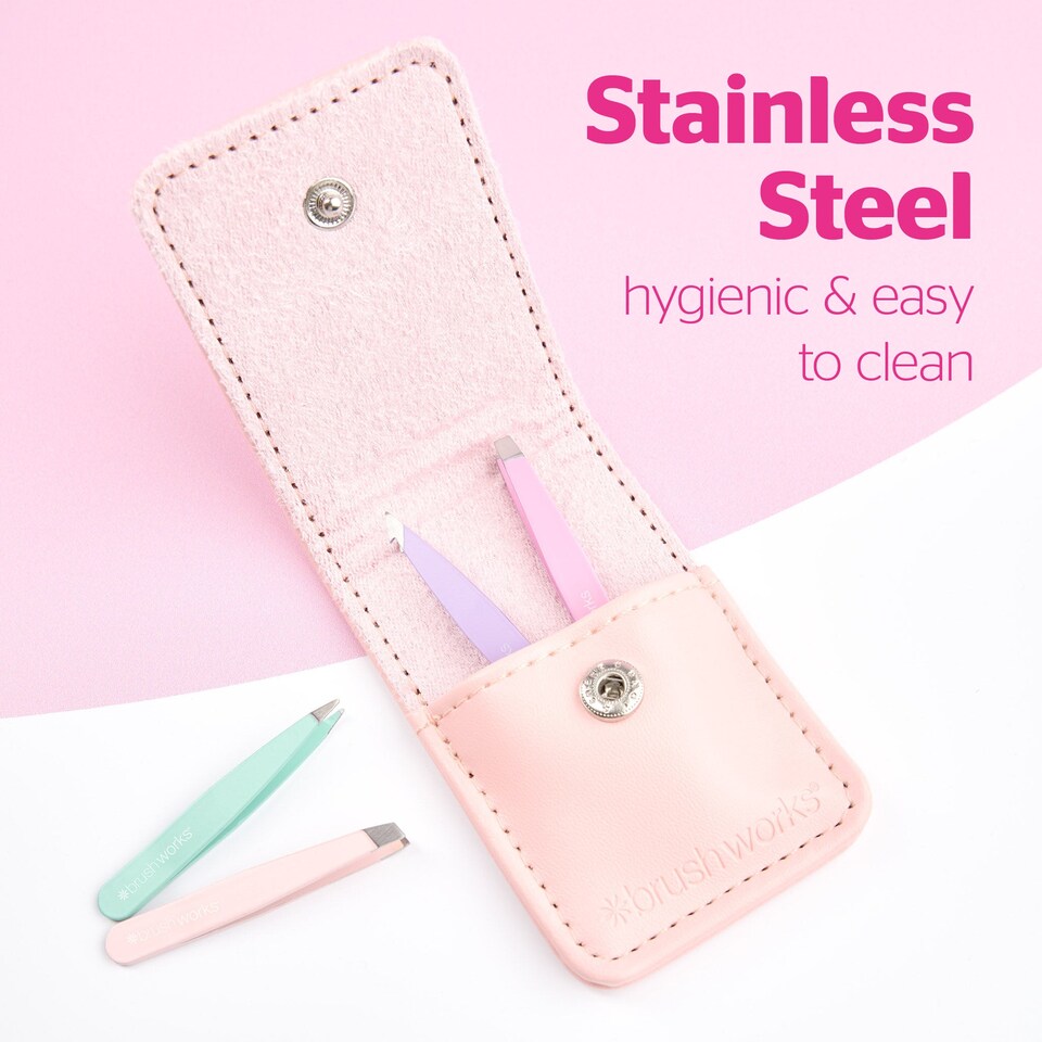 image 1 of Brushworks Travel Tweezer Set - Pastels