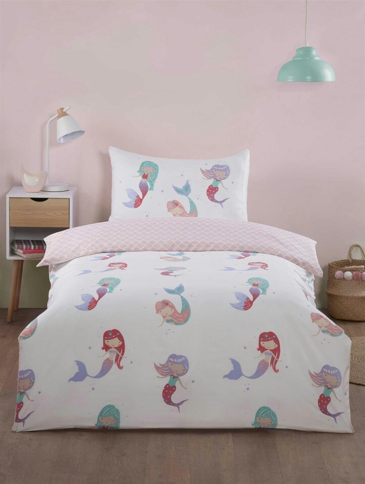 image 1 of Little Mermaid Duvet Cover Set - Pink