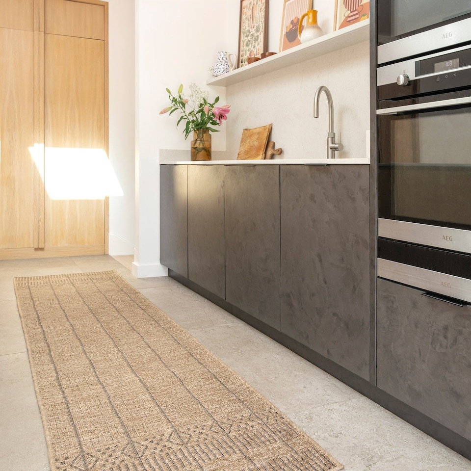 image 1 of KUKOON Kai Hardwearing Washable Jute-Effect Runner – Natural Brown Hallway Matv 80cm x 300cm