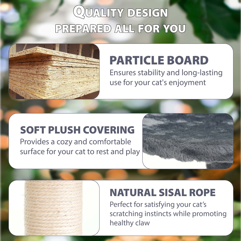 image 1 of 138cm Large Cat Tree Tower Large Activity Centre with Scratching Post & Climbing Playhouse