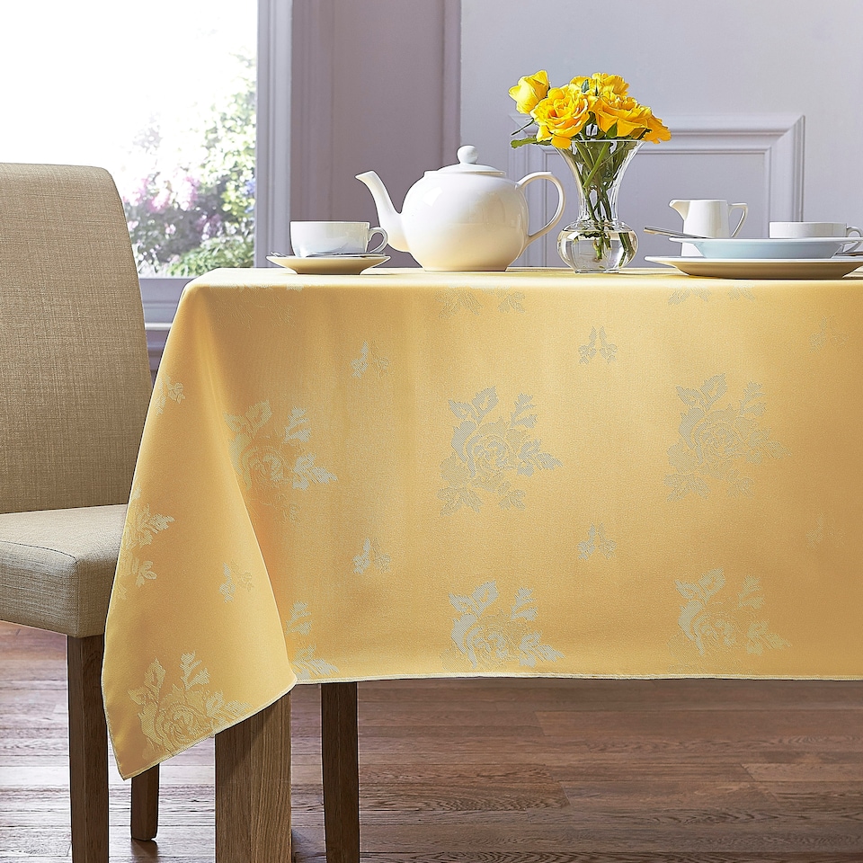 Charlotte Thomas Cezanne Round Tablecloth Lemon CT Insert - 89cm