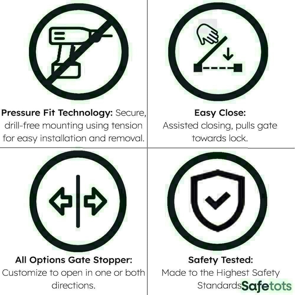 image 1 of Safetots SafeStep Gate, White, 75cm - 82cm, Extra Low Walkthrough, Pressure Fit Safety Gate, Baby Gate for Stairs and Doors