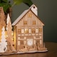 image 4 of 16cm Battery Operated Light up Wooden House Scene with Christmas Trees and Warm White LEDs