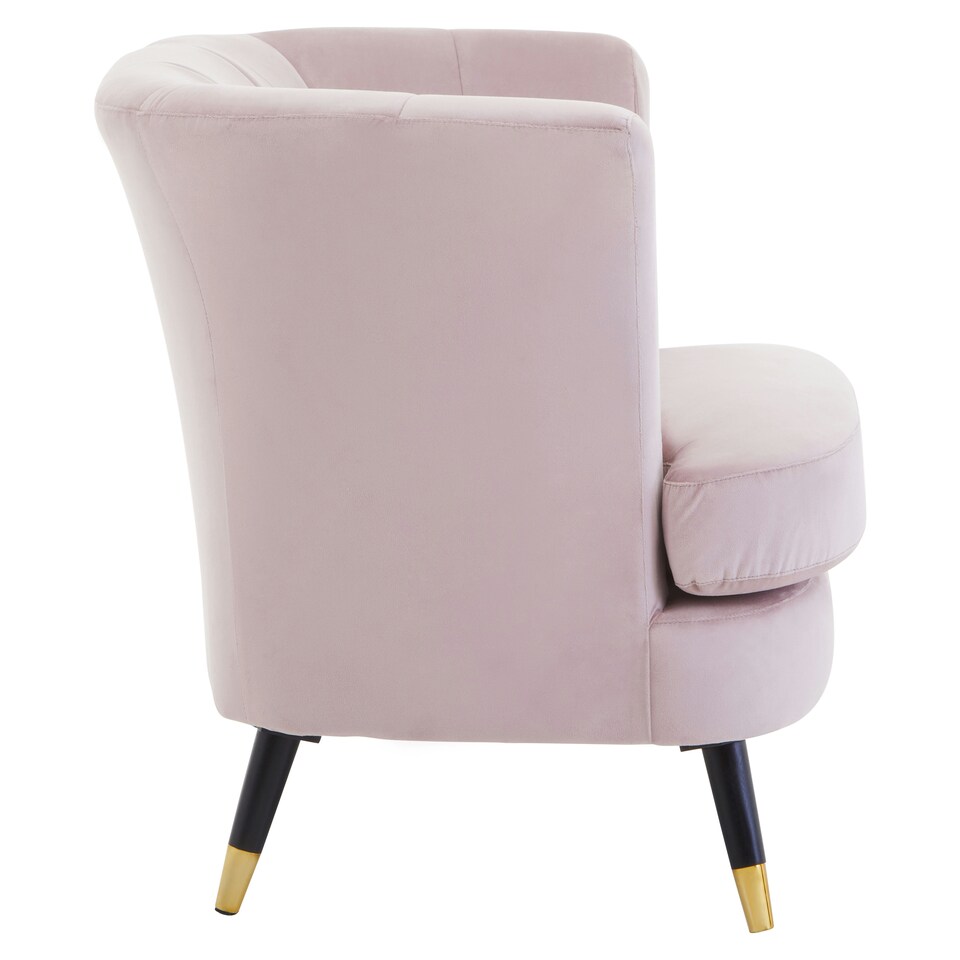 image 1 of Interiors by Premier Dusty Pink Velvet Scalloped Chair, Long-lasting Scallop Chair Velvet, Body Supportive Scalloped Armchair