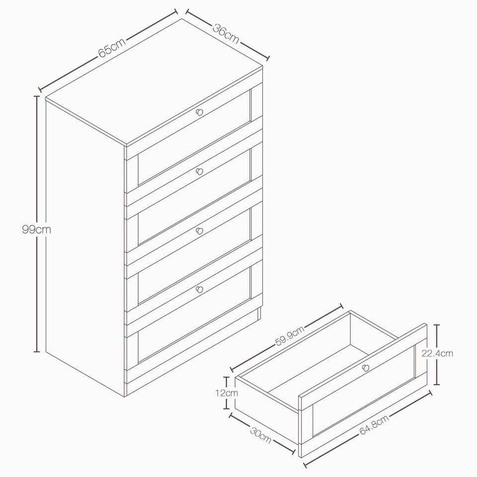 image 1 of Vida Designs Altino Black 4 Drawer Chest Storage Unit - H: 99cm x W: 65cm x D: 36cm
