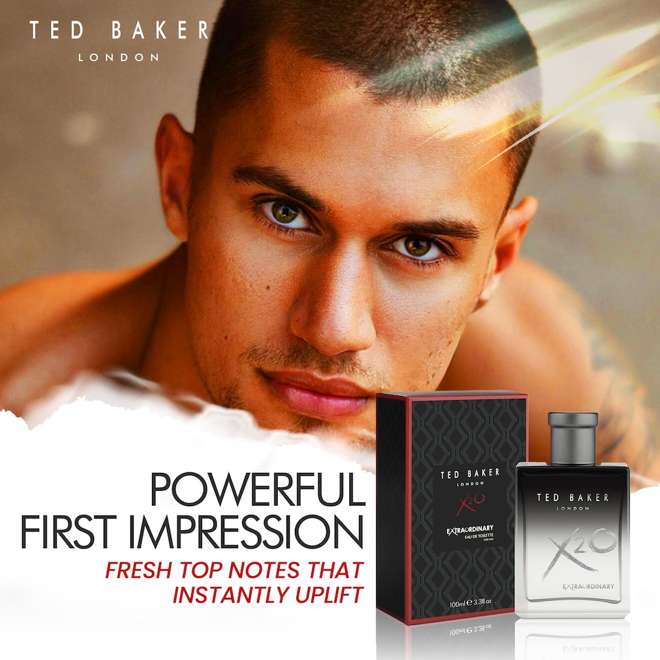 image 1 of Ted Baker X20 Men Eau de Toilette Perfume for Men, Oriental Fragrance Featuring Tangerine and Amber Notes, Spicy Pepper Finish, 100ml