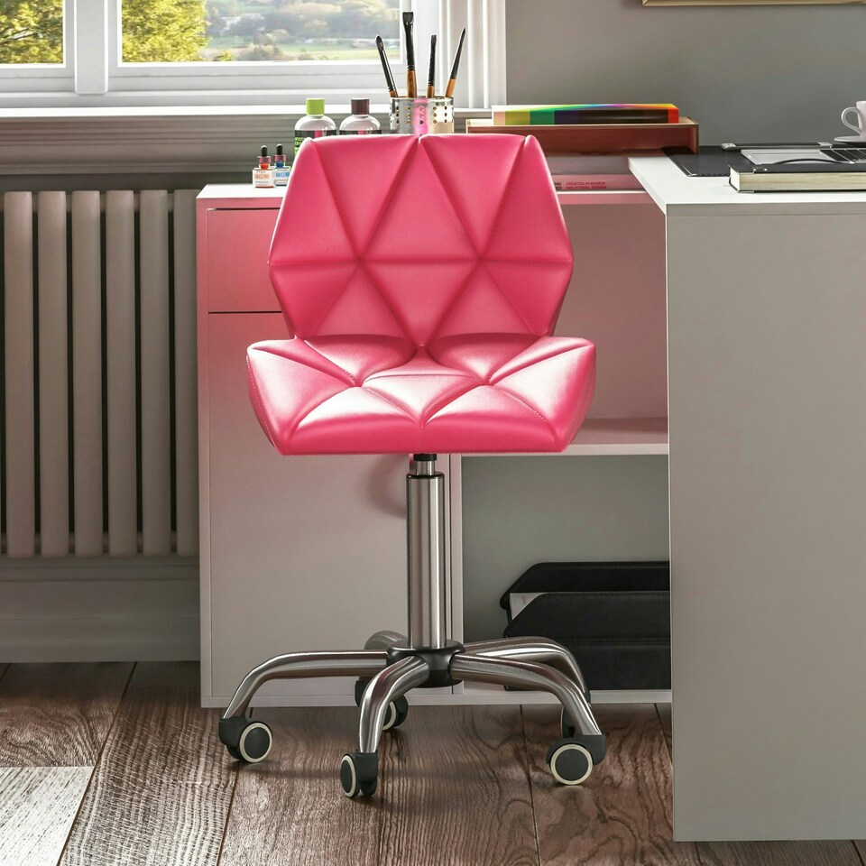 image 1 of Vida Designs Geo Office Chair Computer Desk Table Chair, Pink
