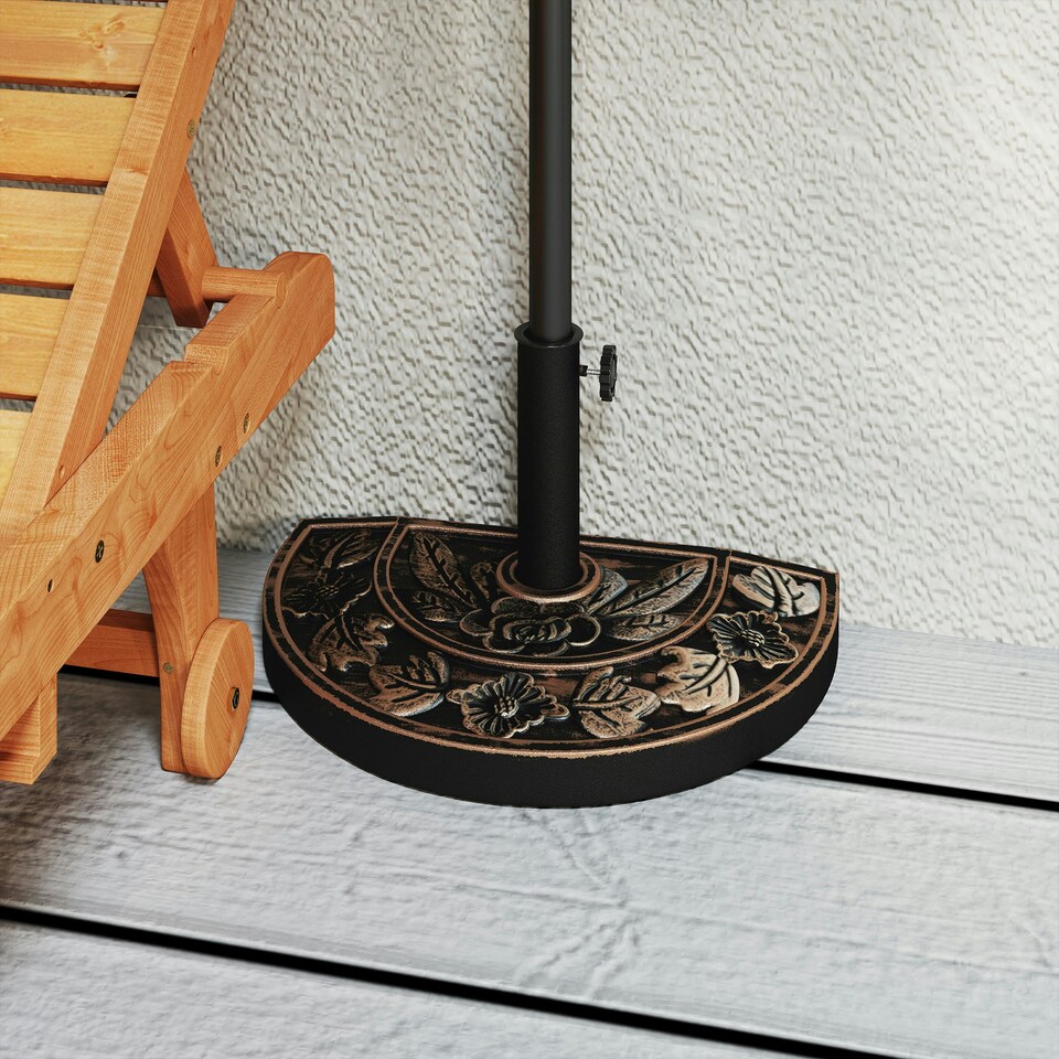 image 1 of Outsunny 9kg Half Round Parasol Umbrella Base Resin Outdoor Garden Furniture