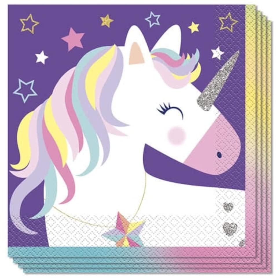 Party Time Unicorn Stars Luncheon Napkins 33cm 2Ply - Pack of 16