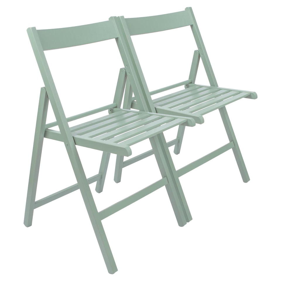 image 1 of Harbour Housewares Beech Wood Folding Chairs - Sage Green - Pack of 2 | Green | Sage Green