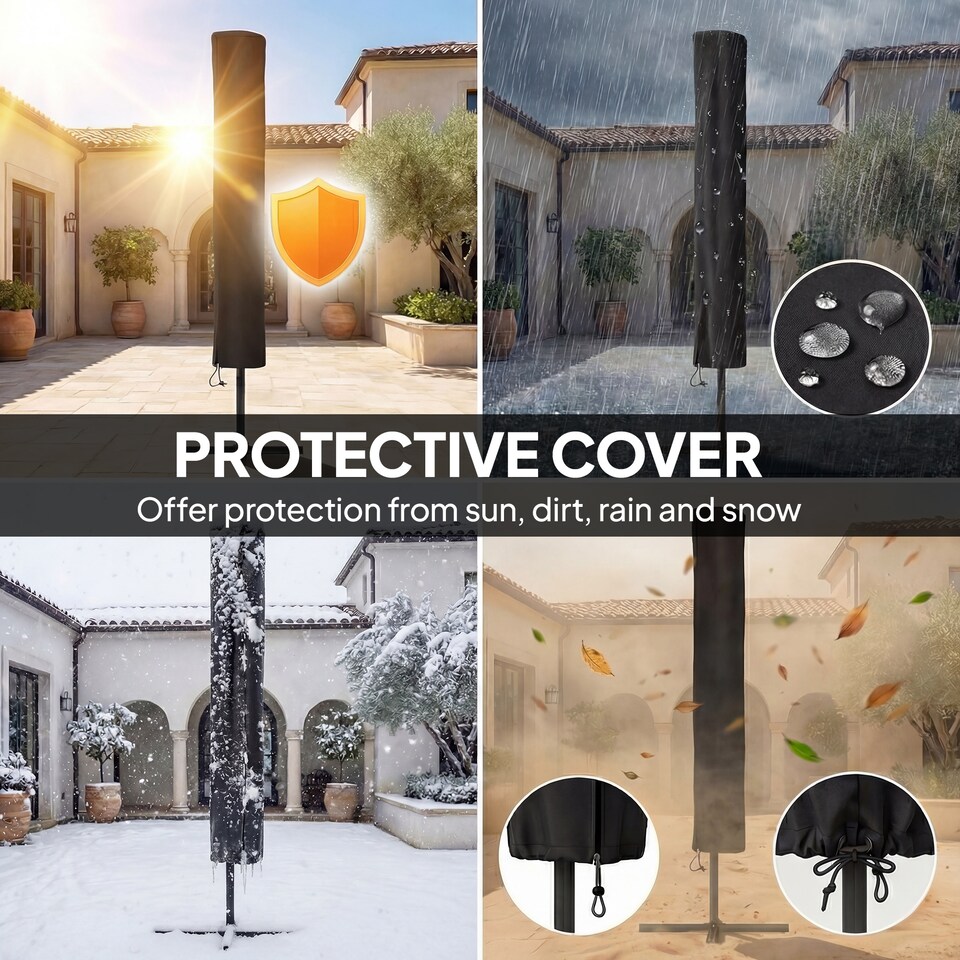 image 1 of Outsunny 2.6 m Garden Parasol Umbrella with Light, Outdoor Patio Umbrella | Cream | Cream White | 263 x 263 x 245 cm