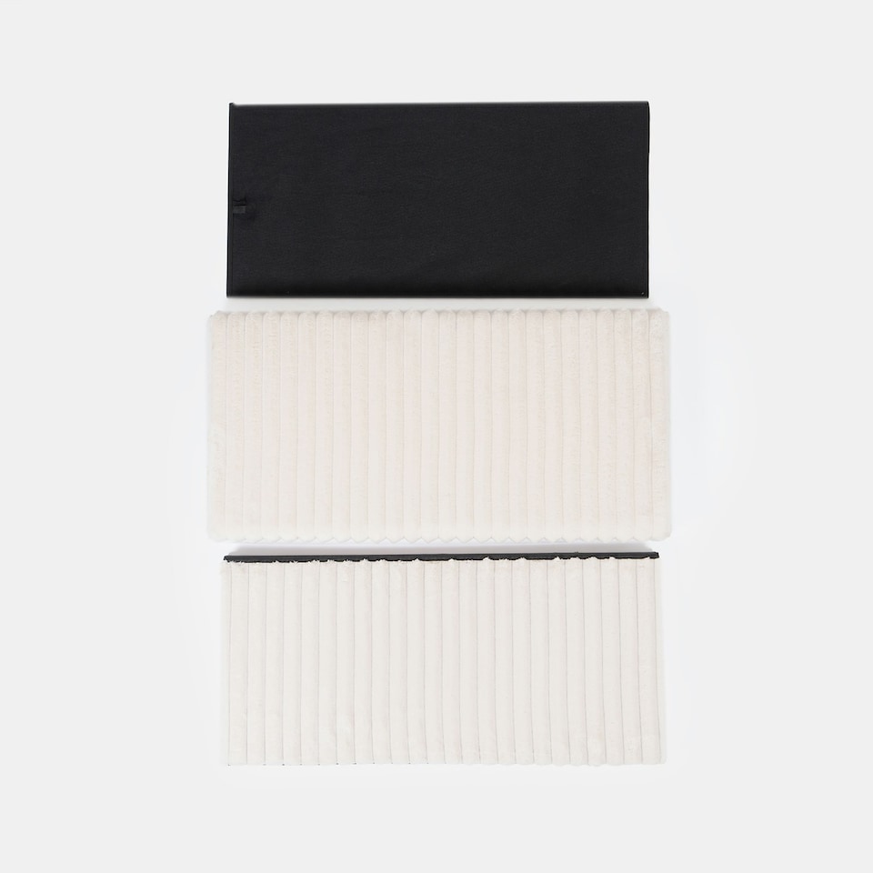 image 1 of OHS Soft Fleece Ribbed Long Rectangle Foldable Footstool Seat Storage Organiser Ottoman Cream