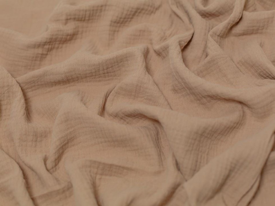 Minerva Core Range Beige Cotton Double Gauze Fabric for Dressmaking, 130cm / 51" Wide - per metre