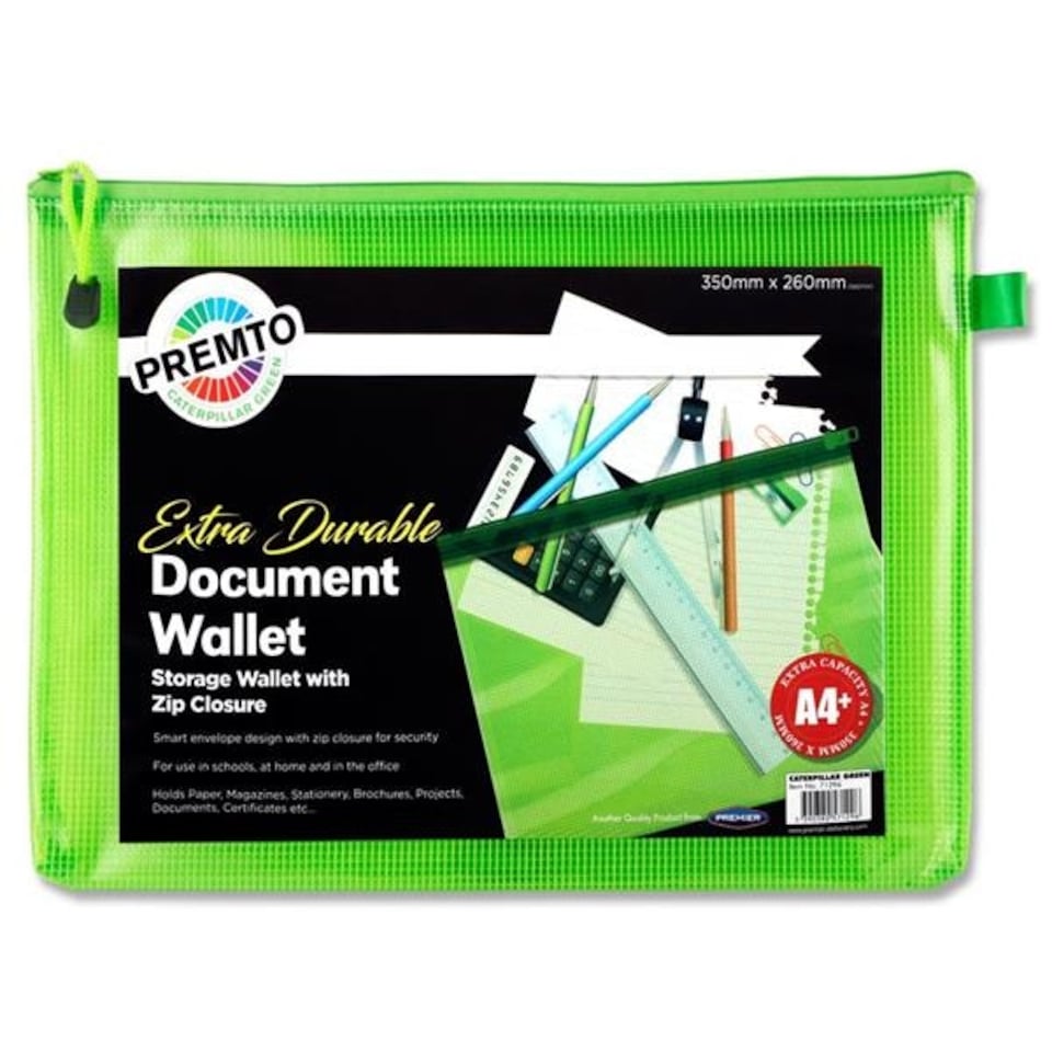 image 1 of A4+ Extra Durable Caterpillar Green Mesh Wallet by Premto