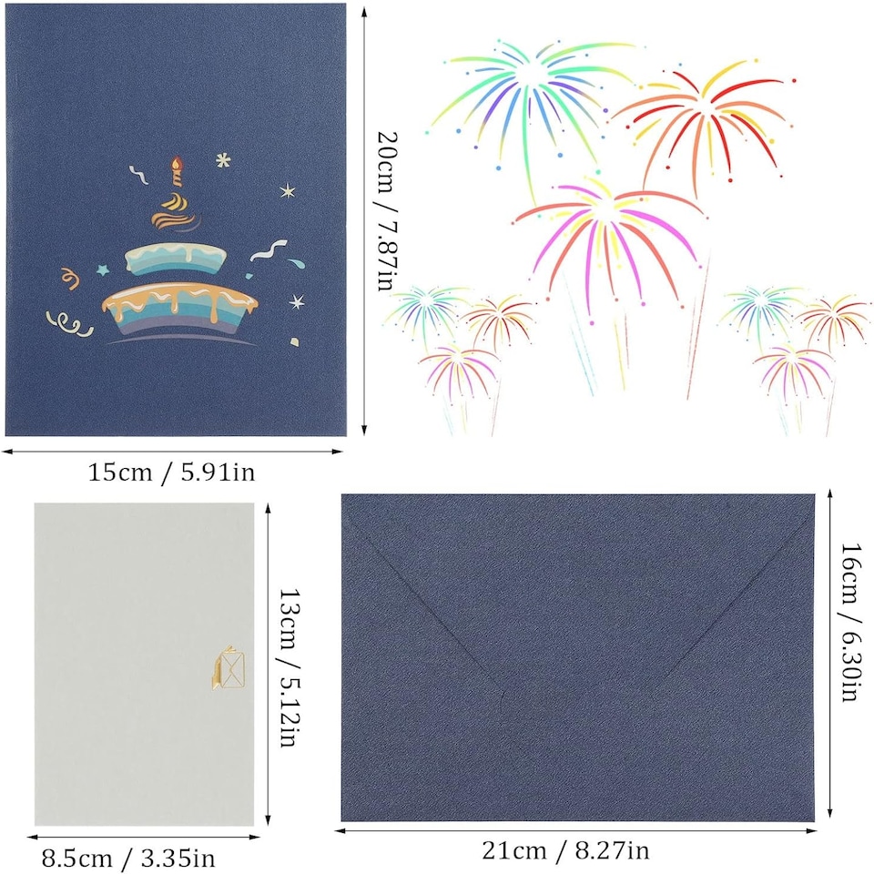 image 1 of Blue Beautiful Round Cake Design 3D Pop Up Birthday Card