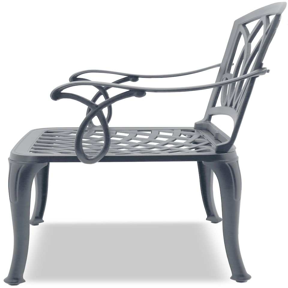 image 1 of Centurion Supports POSITANO Luxurious Garden and Patio Table and 2 Large Chairs with Armrests Cast Aluminium Bistro Set - Grey