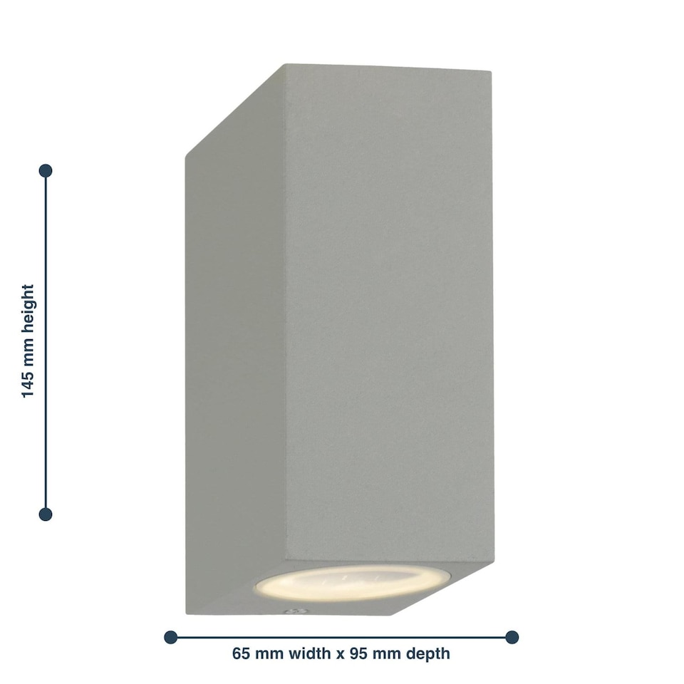 image 1 of Set of 2 Falmouth - Grey Up Down Outdoor IP44 Wall Lights | Grey | Clear | 2