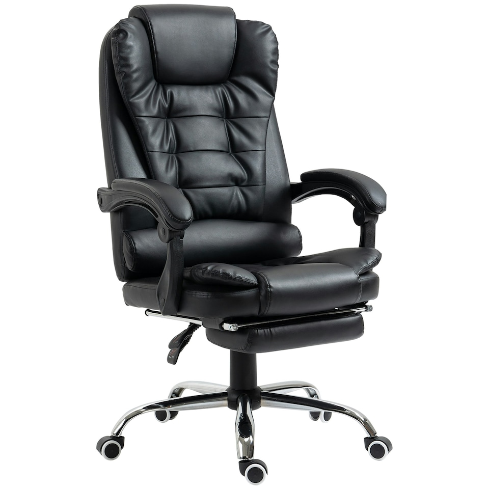 image 1 of HOMCOM Executive Office Chair PU Leather Swivel Chair with Footrest Black