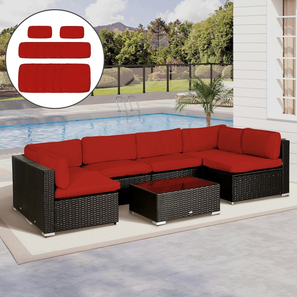 image 1 of Outsunny Garden Rattan Sofa Set Polyester Cover Replacement No Cushion Blue