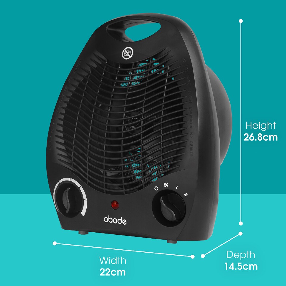 image 1 of Abode AFH1002B Electric Heater Black 2000W Cooling Fan Mode with 2 Heat Settings