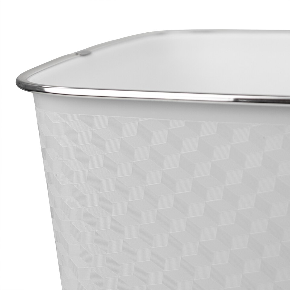 image 1 of JVL Glaize Square Waste Bin 8L Bathroom Bedroom Office White