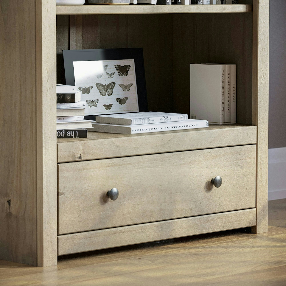 image 1 of Vida Designs Panama 1 Drawer 3 Shelf Bookcase Display Unit, Solid Pine Wood