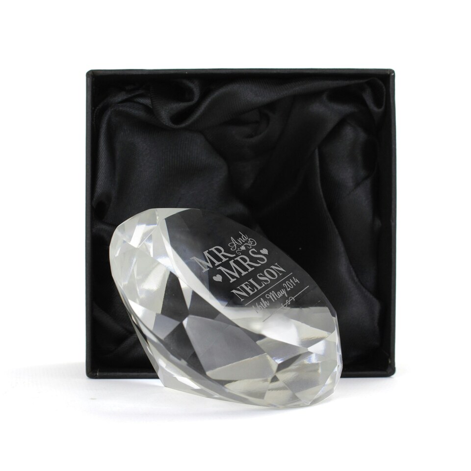 image 1 of Personalised Mr & Mrs Diamond Paperweight