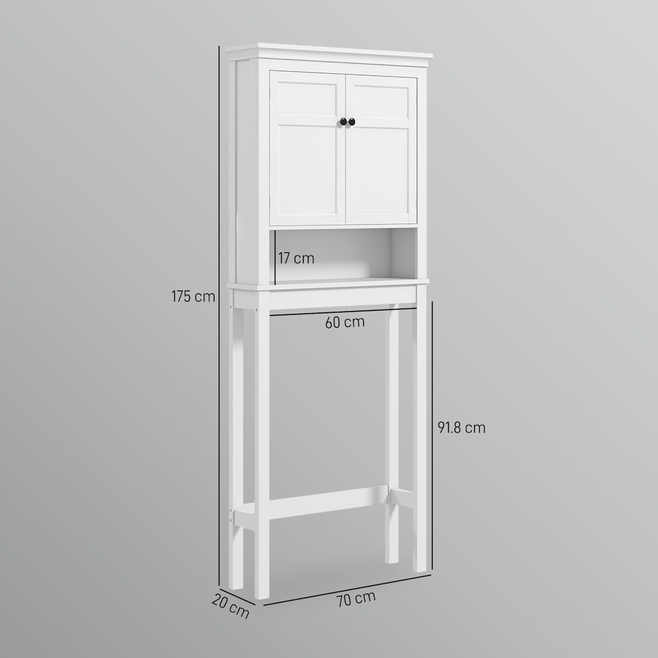 image 1 of HOMCOM Over Toilet Storage Unit 3-Tier Freestanding Washing Machine Cabinet