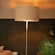 image 2 of ValueLights Tavel Brushed Gold Floor Lamp with Large Cream Drum Shade and LED Bulb | Cream