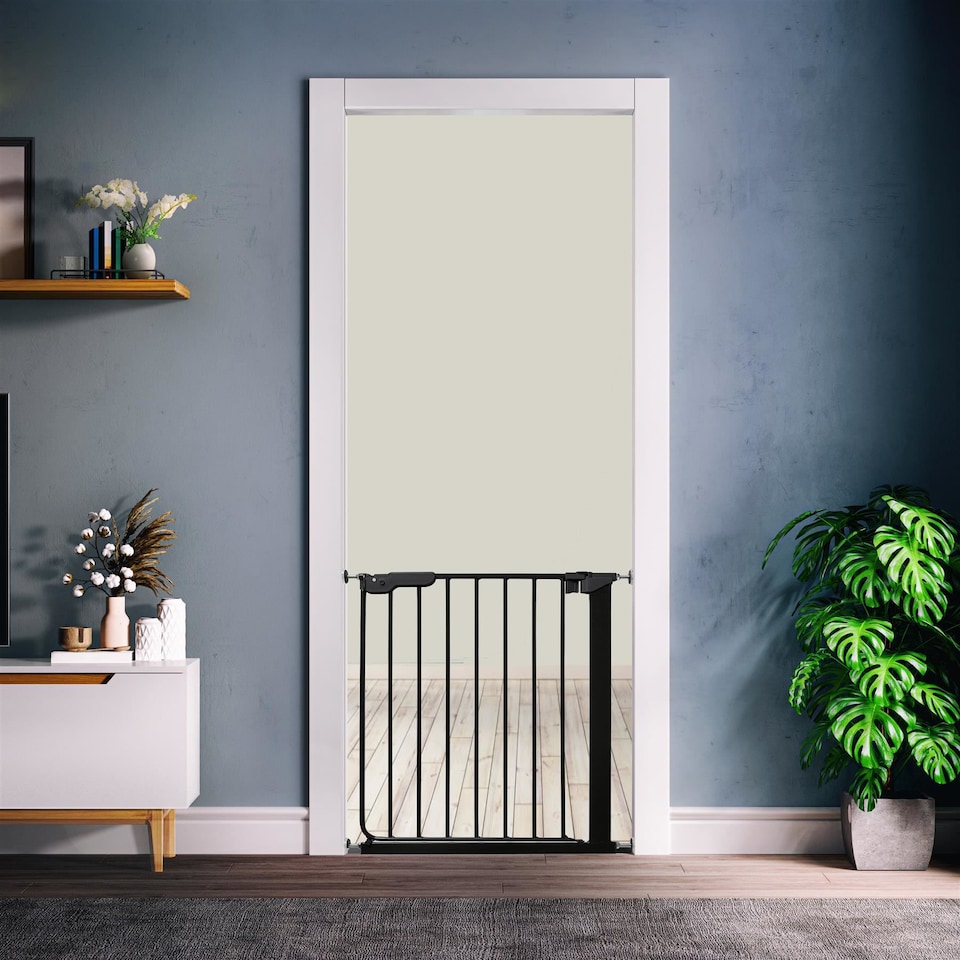 image 1 of Safetots Super Narrow Baby Gate, 60.5cm - 66.5cm, Black, Child Safety Barrier, Pressure Fit Stair Gate | Black | 1