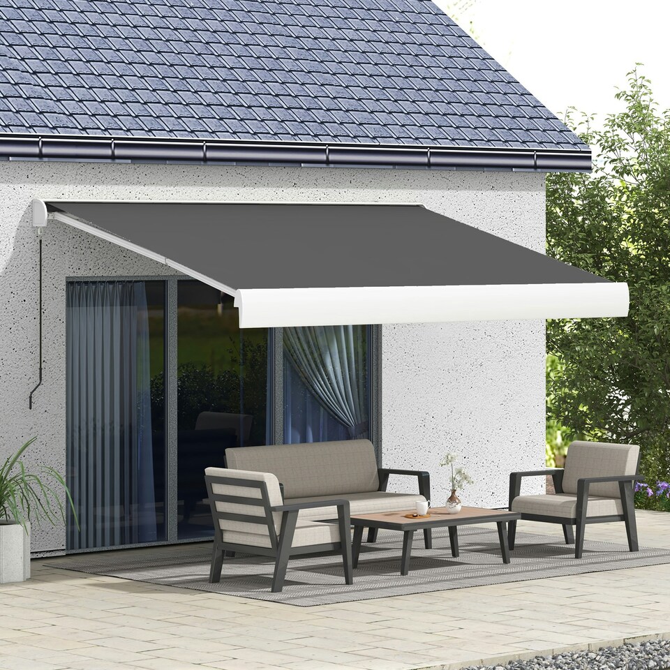 image 1 of Outsunny 4 x 3(m) Electric Retractable Awning Sun Canopies for Door Window