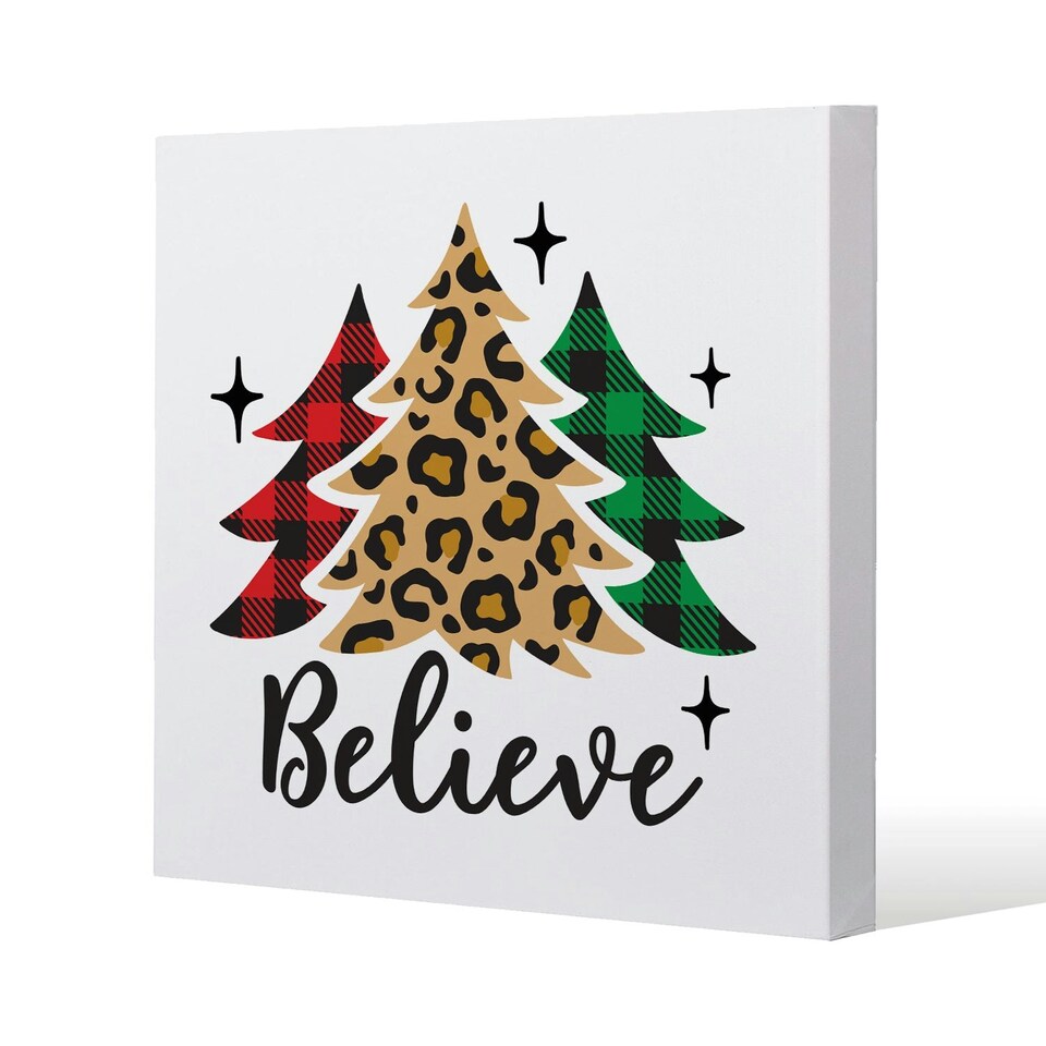 Christmas trees with leopard print (canvas) 120x 120 x 4cm