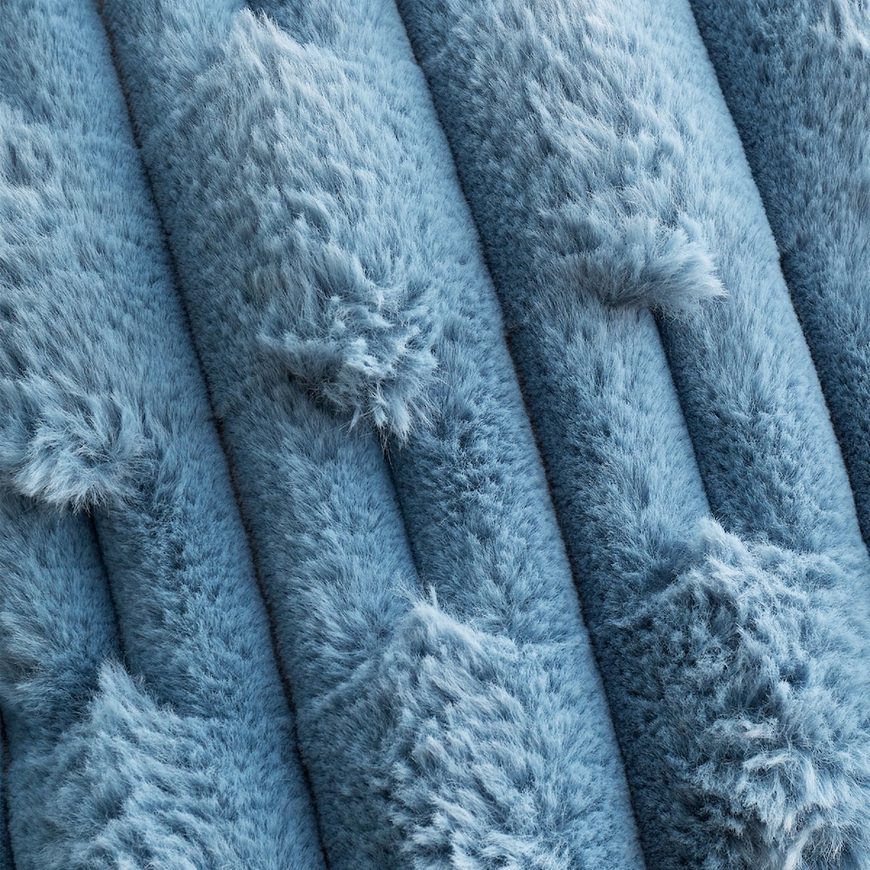 image 1 of Bianca So Soft Carved Faux Fur Blanket Throw | Blue