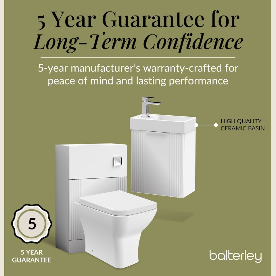 image 1 of Balterley Cloakroom Suite - Wall Hung Basin Unit, Toilet & Tap | White | Satin White | 438 x 400 x 222mm
