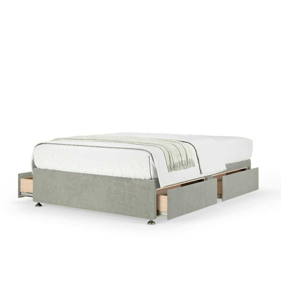 image 1 of Neptune Spring Seal Grey Naples Velvet 4 Drawer Divan Set Small Double