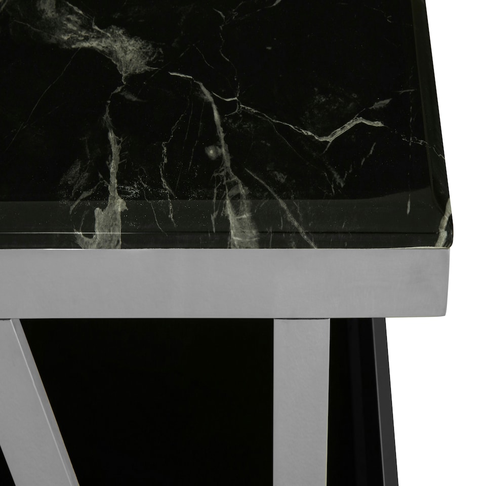 image 1 of Interiors By Premier Durable Marble Top Coffee Table, Contemporary Display Table For Lounge, Sleek Outdoor Decorative Table Black