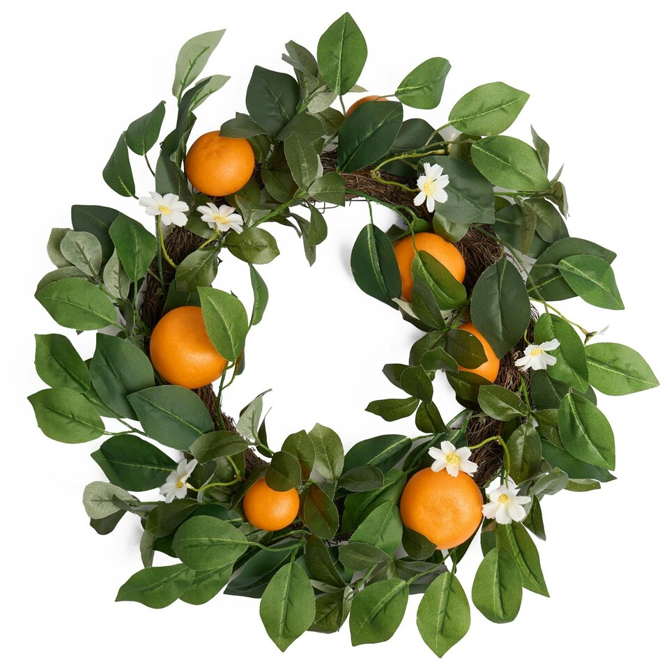 image 1 of OHS Natural Home Wall Table Decor Artificial Orange Wreath, 45cm - Orange