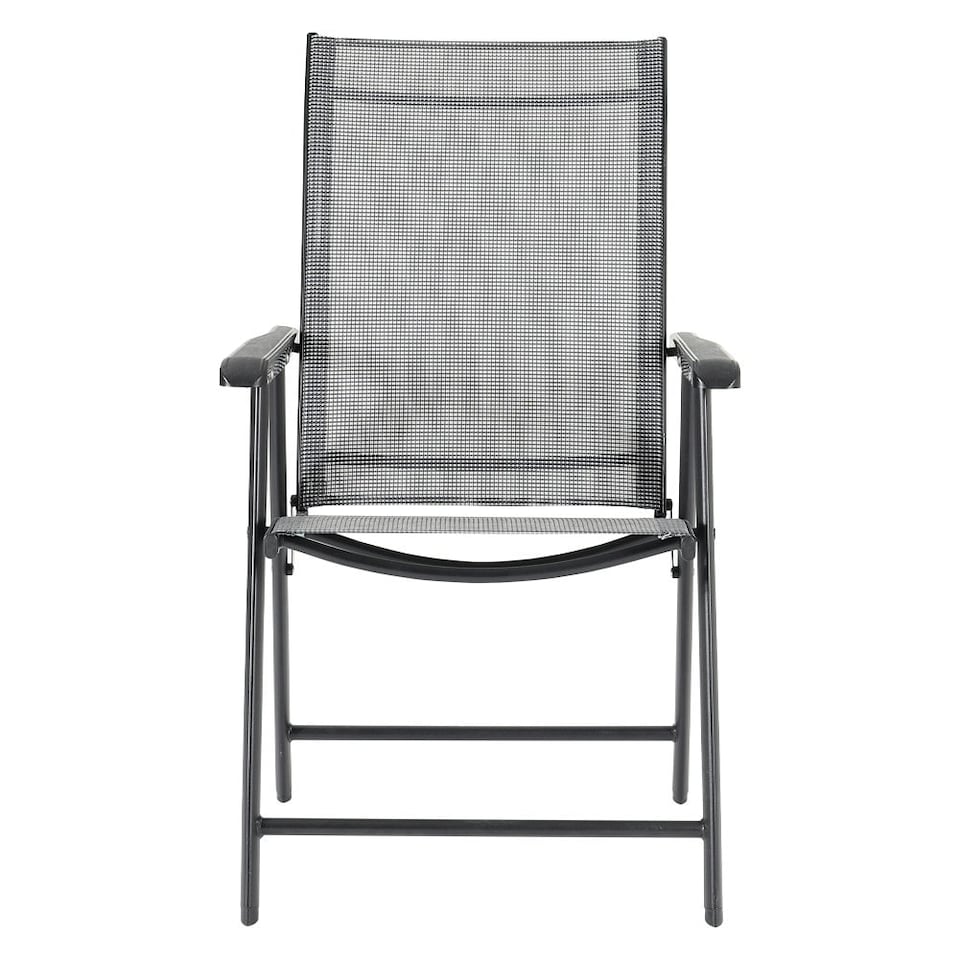 image 1 of Living and Home Metallic Frame Fabric Foldable Chair Set of 2 - Black