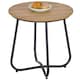 image 1 of Outsunny Round Outdoor Side Table Adjustable Leg Pads Natural Wood & Black | Brown | Natural wood and black | 49 x 49 x 48 cm