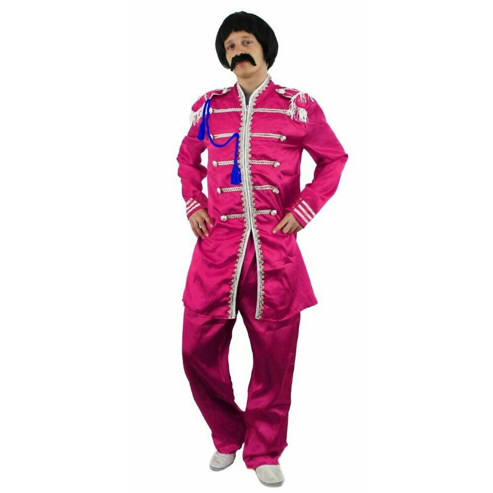 image 1 of Adults Pink Sergeant Pepper Costume – 60s Fancy Dress Outfit Pink | S