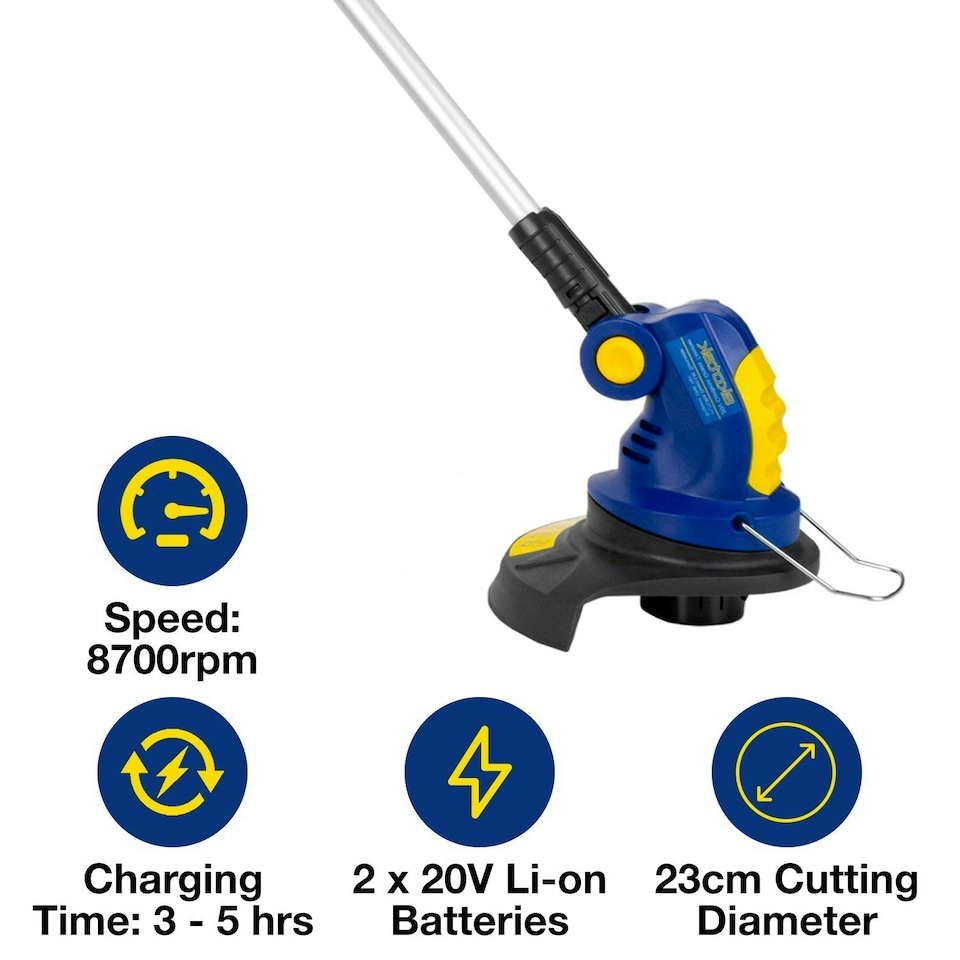 image 1 of Skotek 20V Cordless Strimmer with 3 Spools, 2 Batteries & Charger