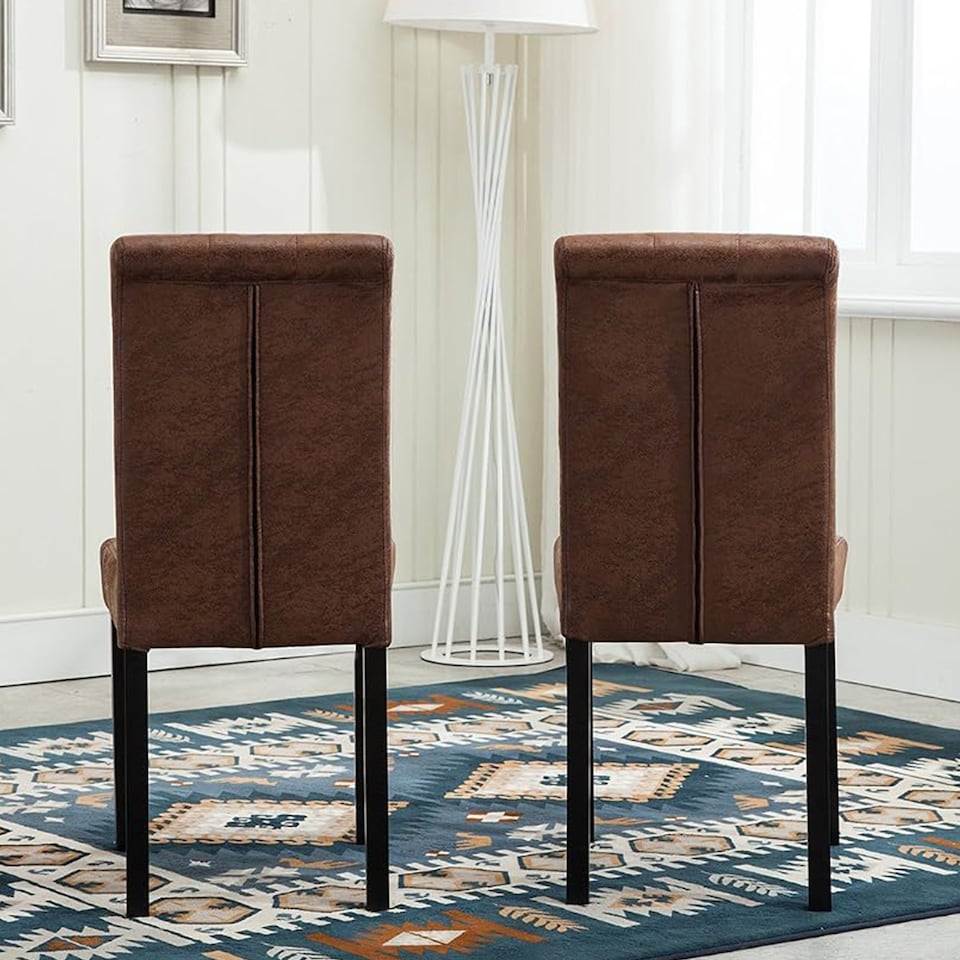image 1 of MCC Direct Set of 2 Fabric Linen Button Back Kitchen Dining Chairs