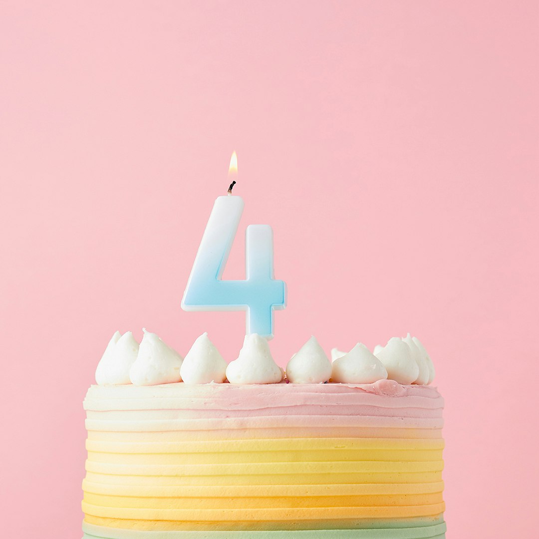 Club Green Blue Ombre Number '4' Celebration Candle