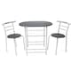 image 1 of Greenhurst 2-Seater Space-Saving Dining Set – Black Table & Silver Frame Chairs for Compact Areas Black | Silver